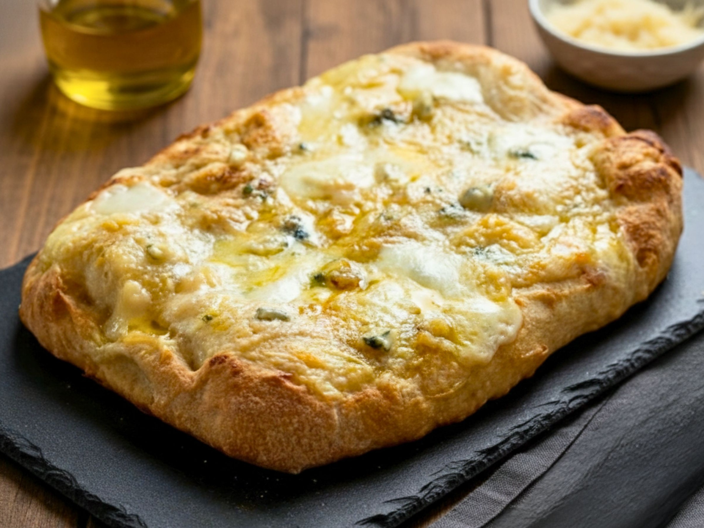 Римская пицца 5 сыров (моцарелла, таледжио, горгонзола, пармезан, качотта)