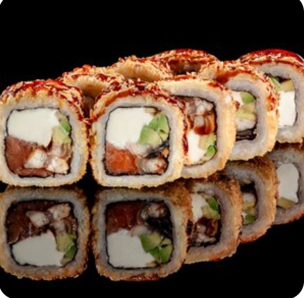 Жаренный ролл с угрем и лососем