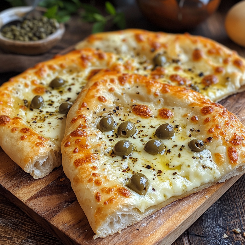 Хачапури по-аджарски с оливками и сыром