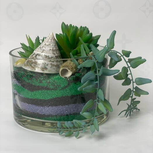 Флорариум из искусственных сукулентов