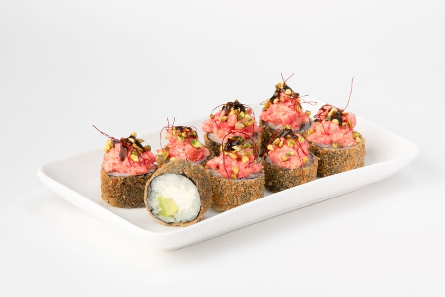 Горячий с креветочным тартаром