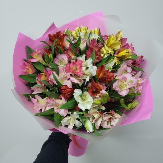Букет из 15 стойких и ярких альстромерий