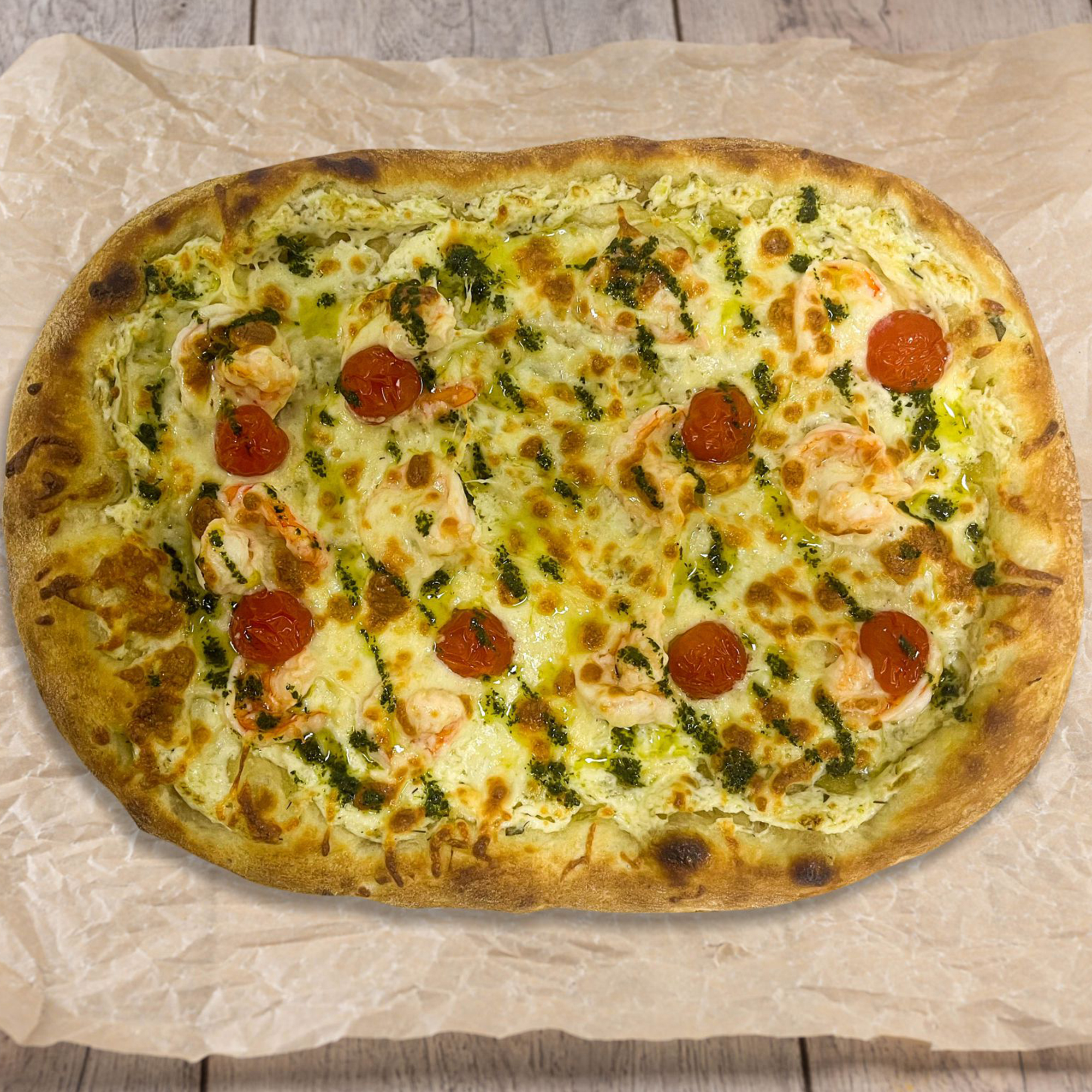 Креветки с песто