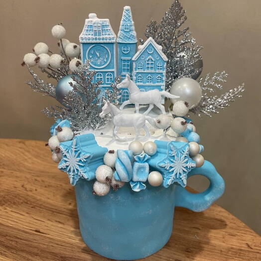 Интерьерная композиция ручной работы голубая