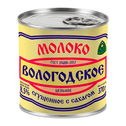 Молоко Вологодское цельное сгущенное с сахаром 8.5% 370г
