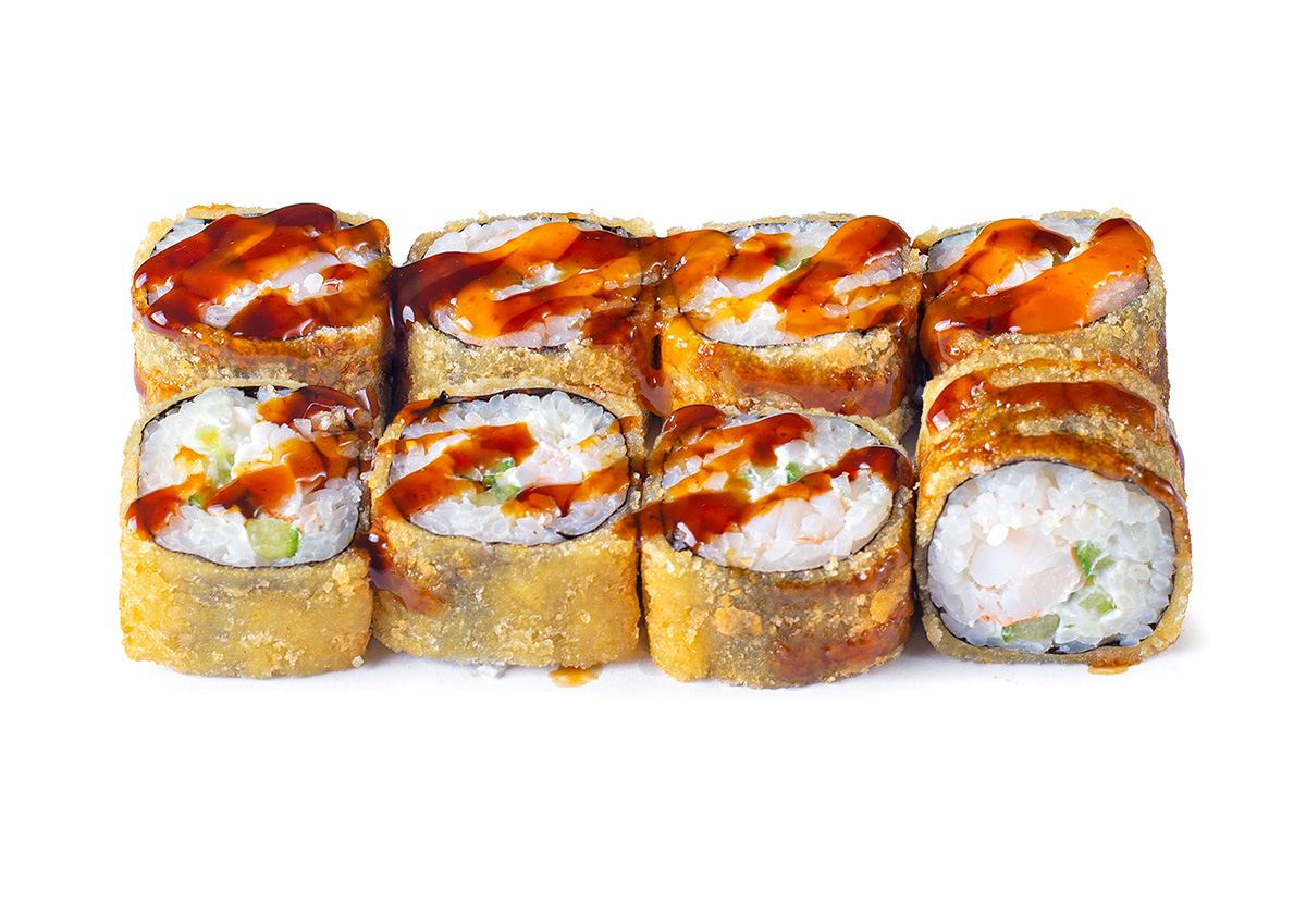 Ролл Темпура с креветкой и соусом манго-чили