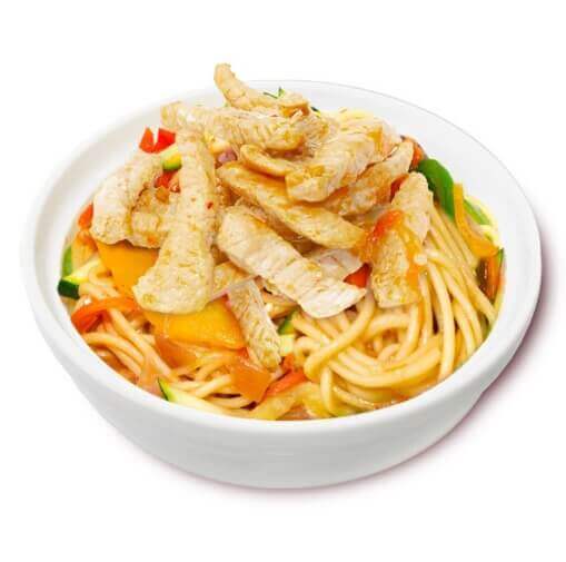 Вок с беконом и курицей