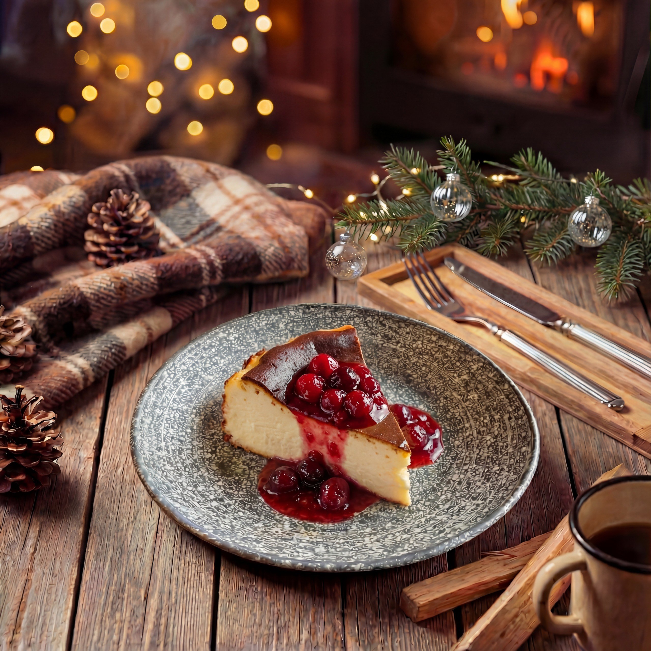 Чизкейк Сан-Себастьян с вареньем из кизила