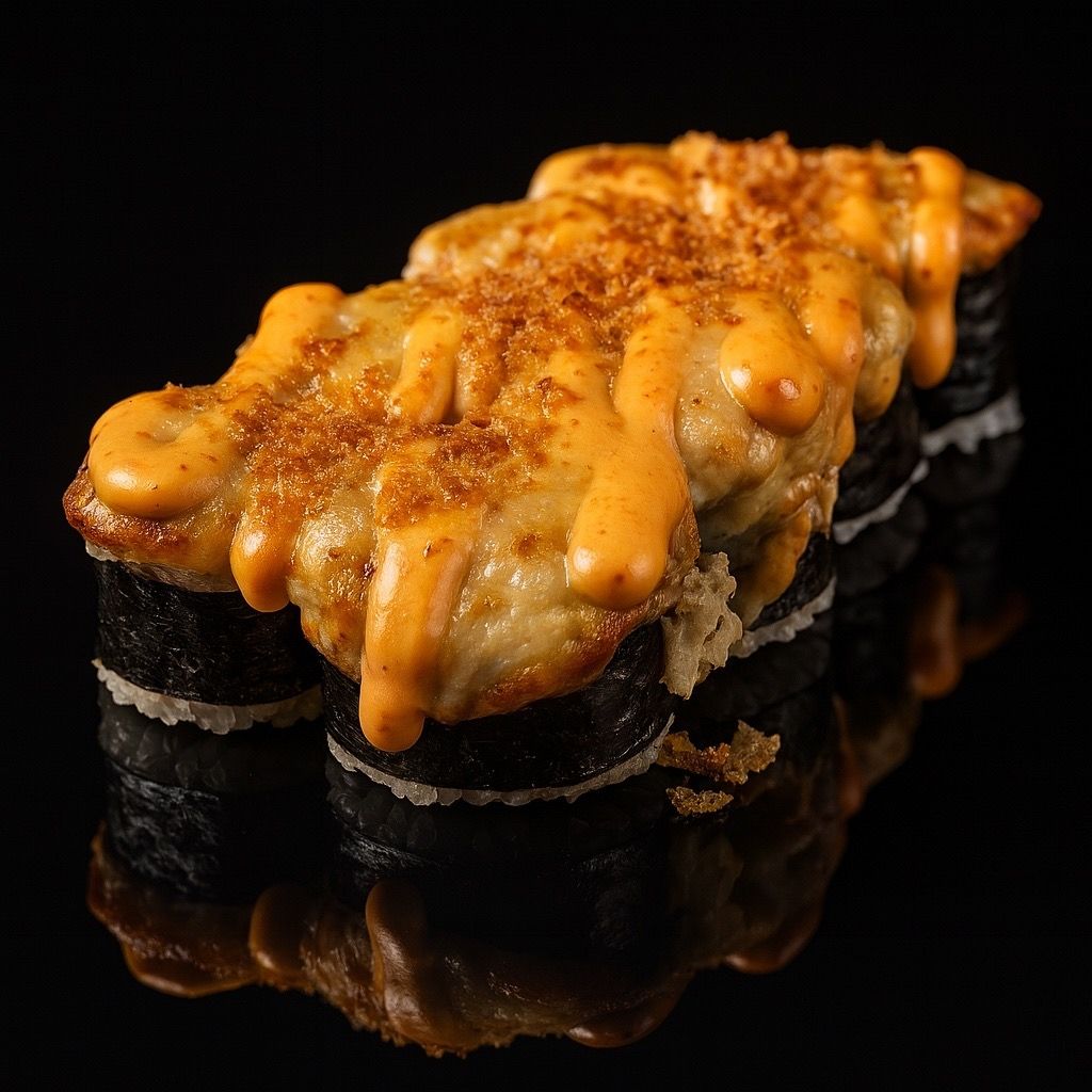 Запеченный ролл c беконом и луком фри