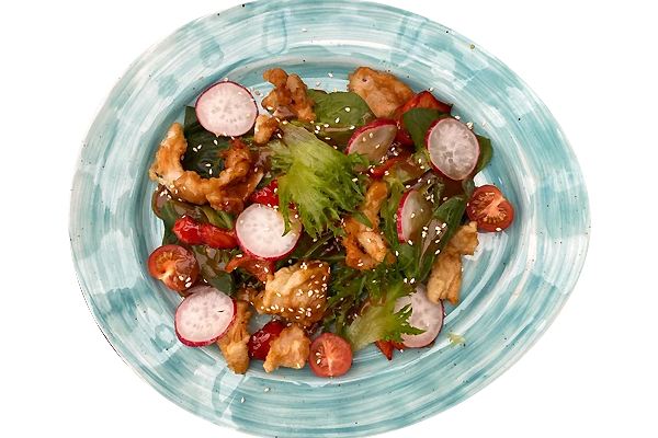 Тёплый салат с Кальмарами и перцем гриль