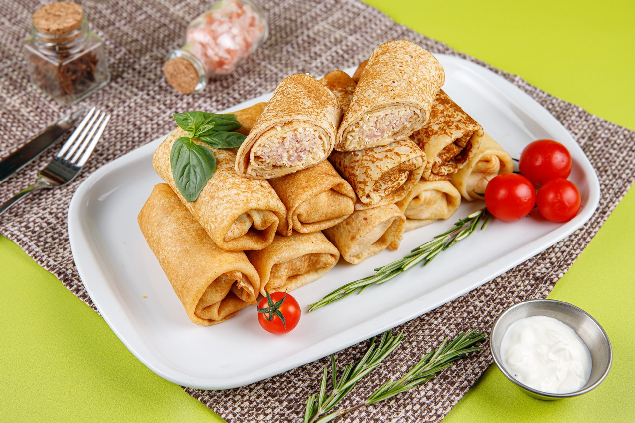 Блины с ветчиной и сыром