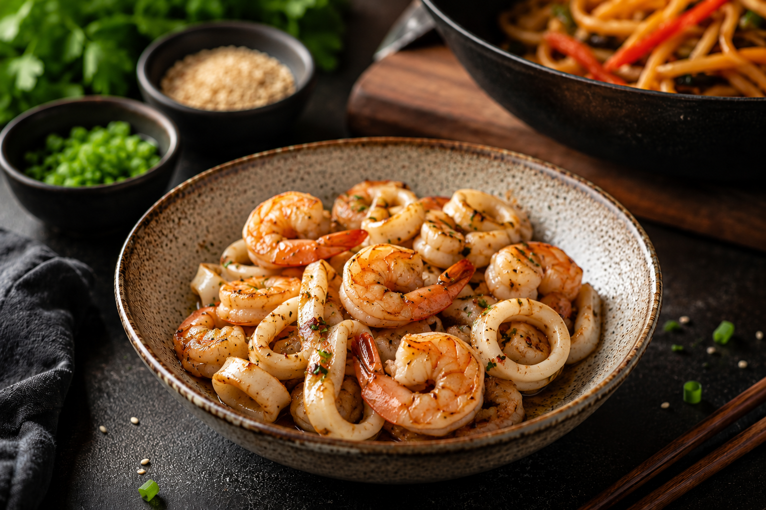Морепродукты для wok