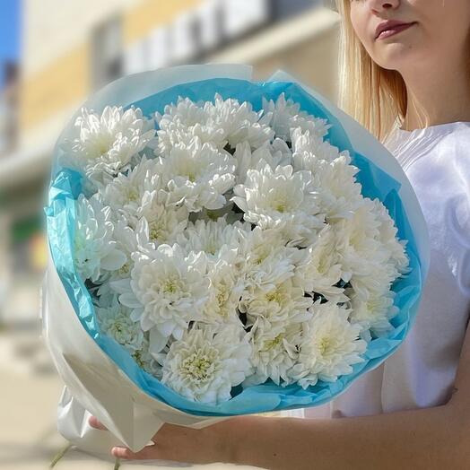 Букет белоснежные хризантемы
