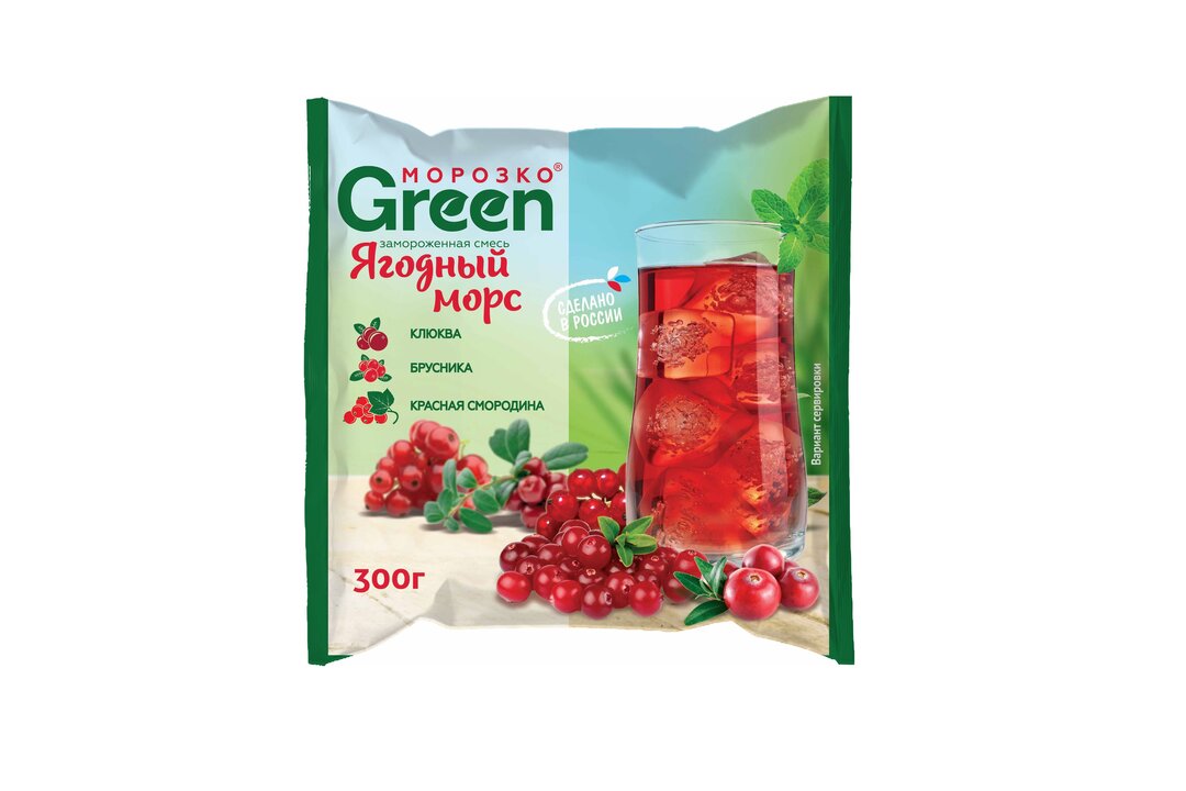 Смесь Green Ягодный морс клюква брусника красная смородина замороженная 300 г(Продукт замороженный)