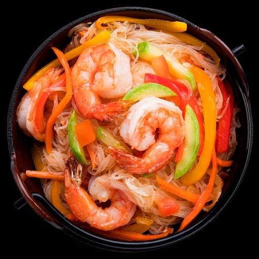 Лапша Удон с тигровой креветкой и овощами