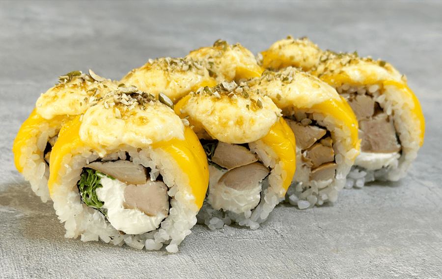 Запеченный с курицей и чеддером