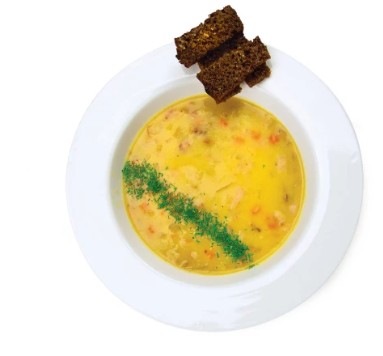 Гороховый суп с ржаными сухариками