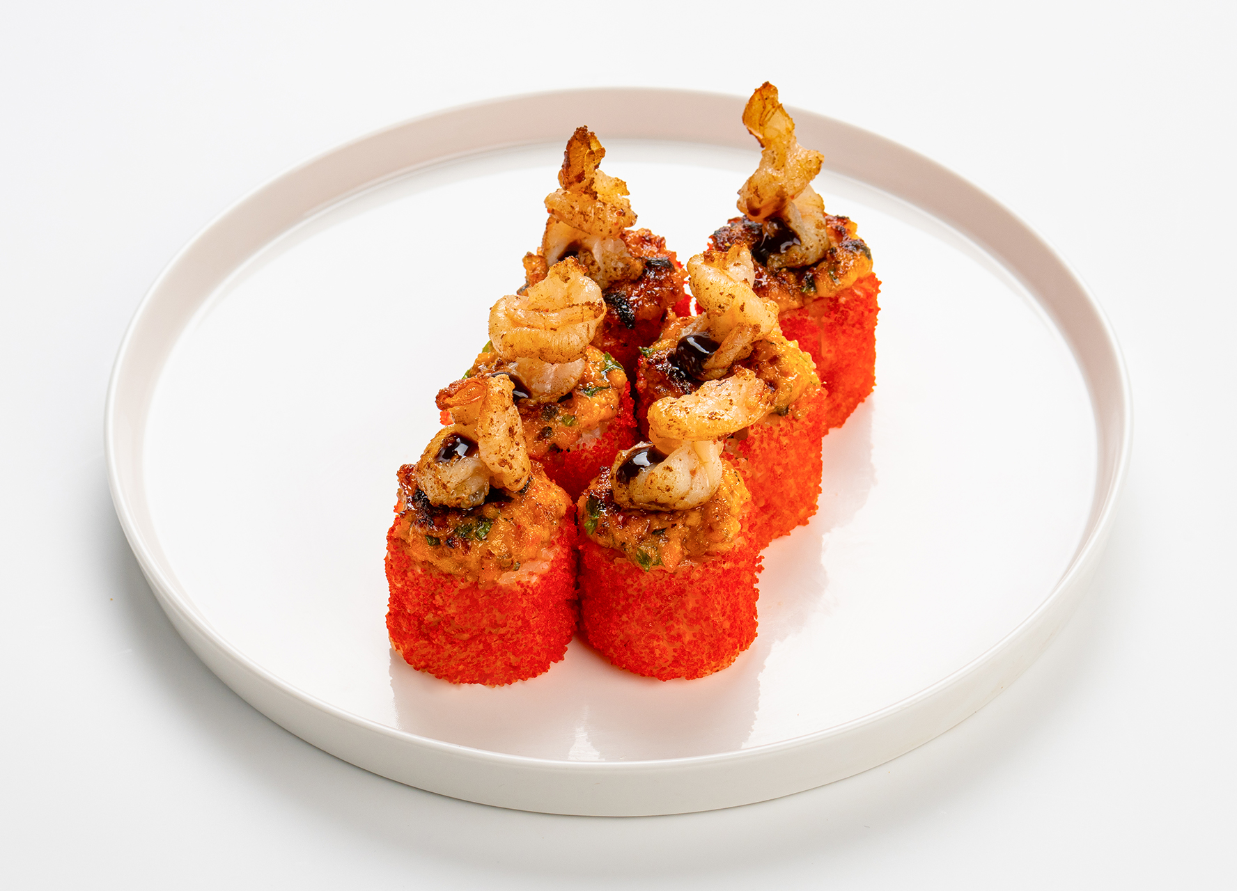 Запеченный ролл с угрем и креветкой