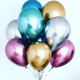 Фонтан из гелиевых шаров Хром Микс- 9 шт