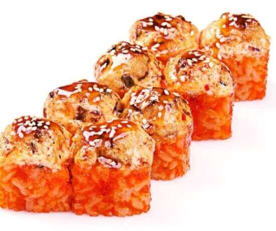Запеченная калифорния с лососем