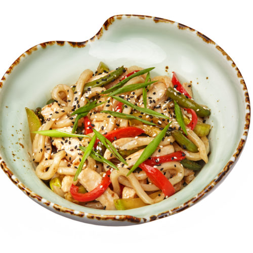 Wok с курицей и грибами