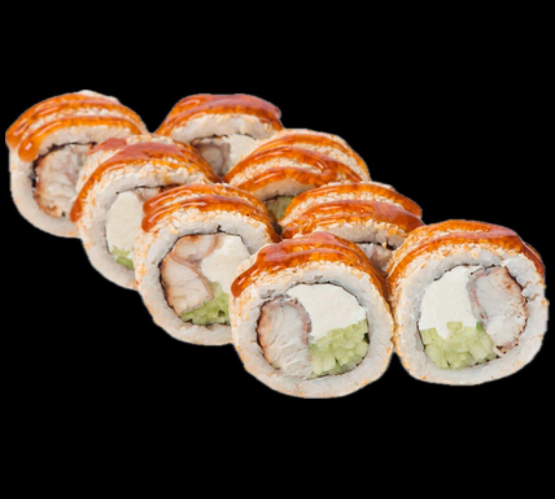 Калифорния с угрем в кунжуте 270г