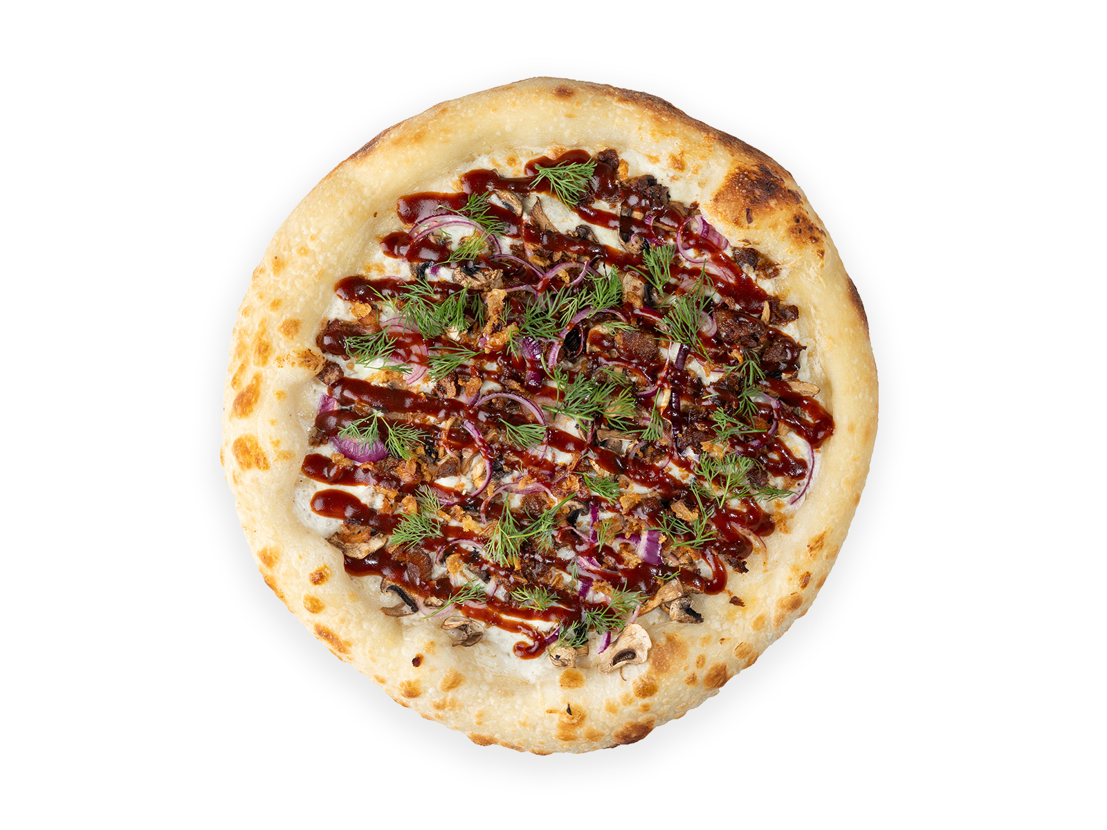 Пицца грибная со свининой