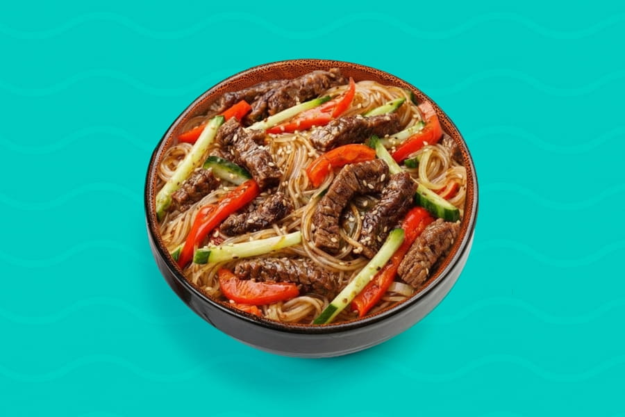 Горячий салат с Харусаме