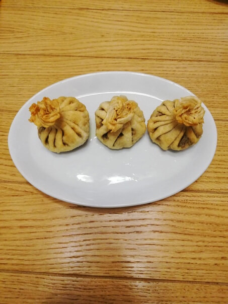 Жареные хинкали с картофелем и грибам