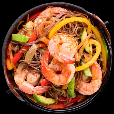 Лапша гречневая с морепрод. и овощами