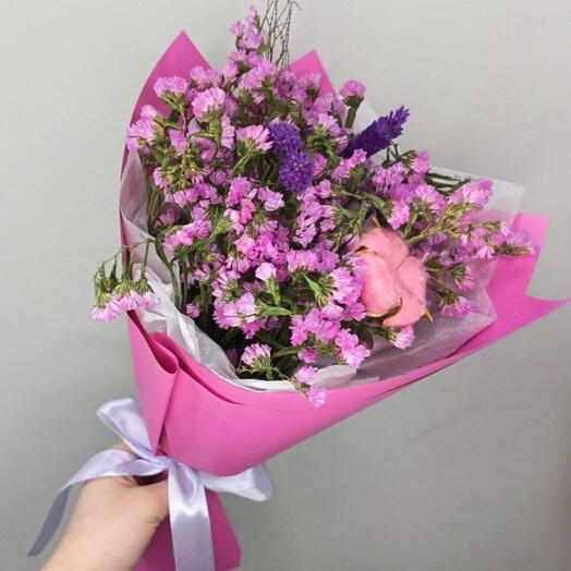 Букет с сухоцветом и хлопком