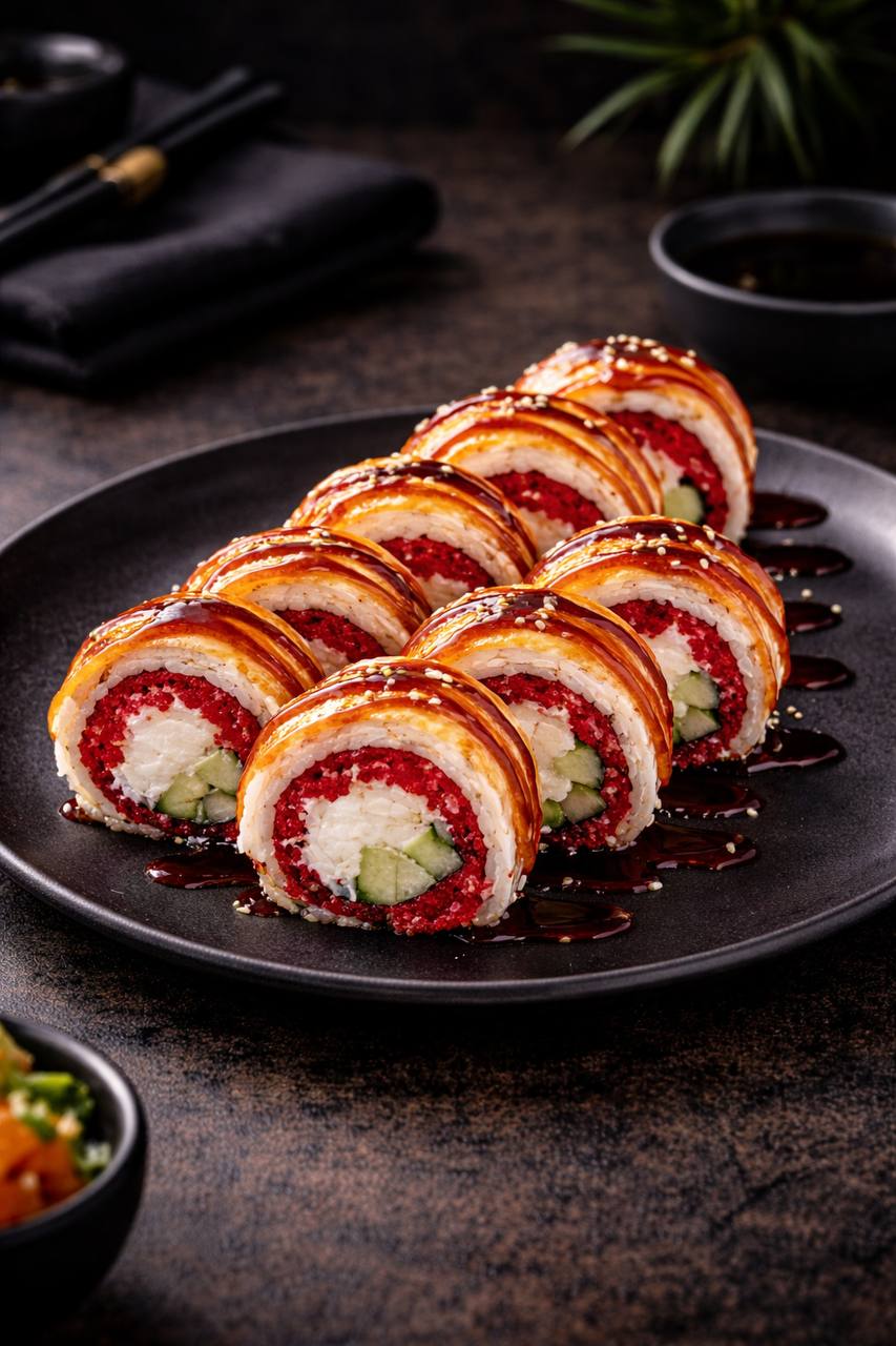 Red roll c креветками