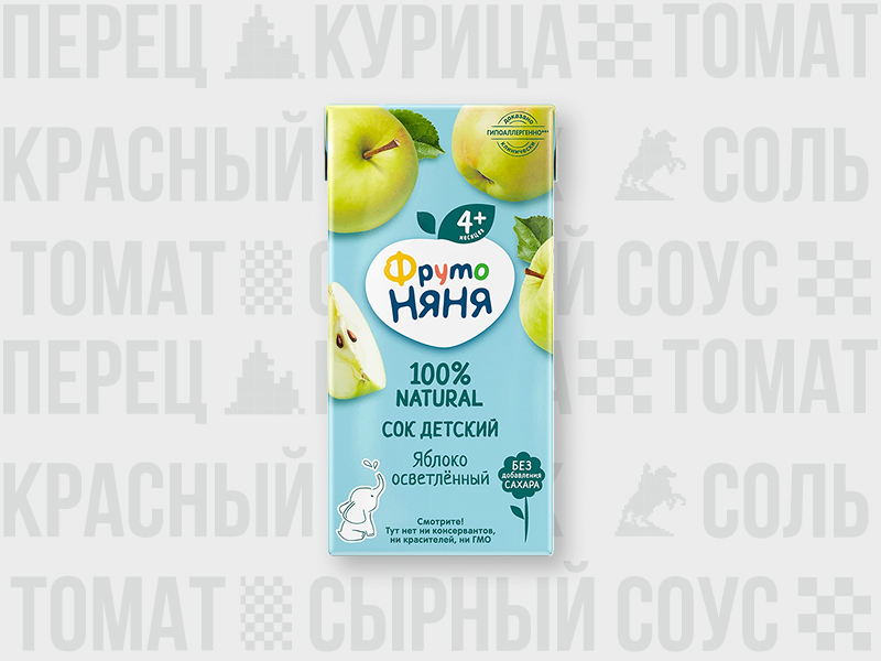 Сок ФрутоНяня яблоко, осветленный, 0.2л
