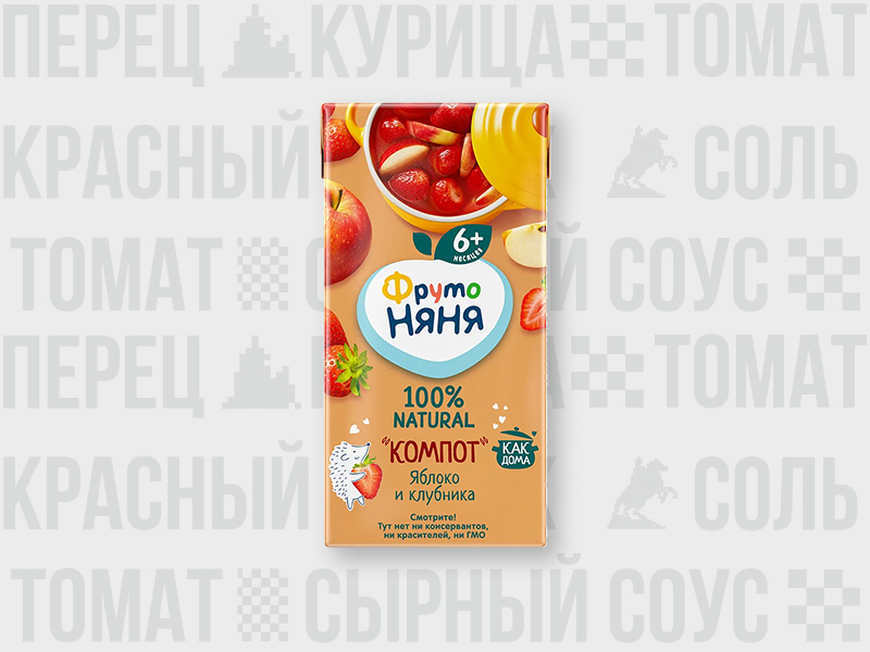 Компот ФрутоНяня яблоко, клубника, 0.2л