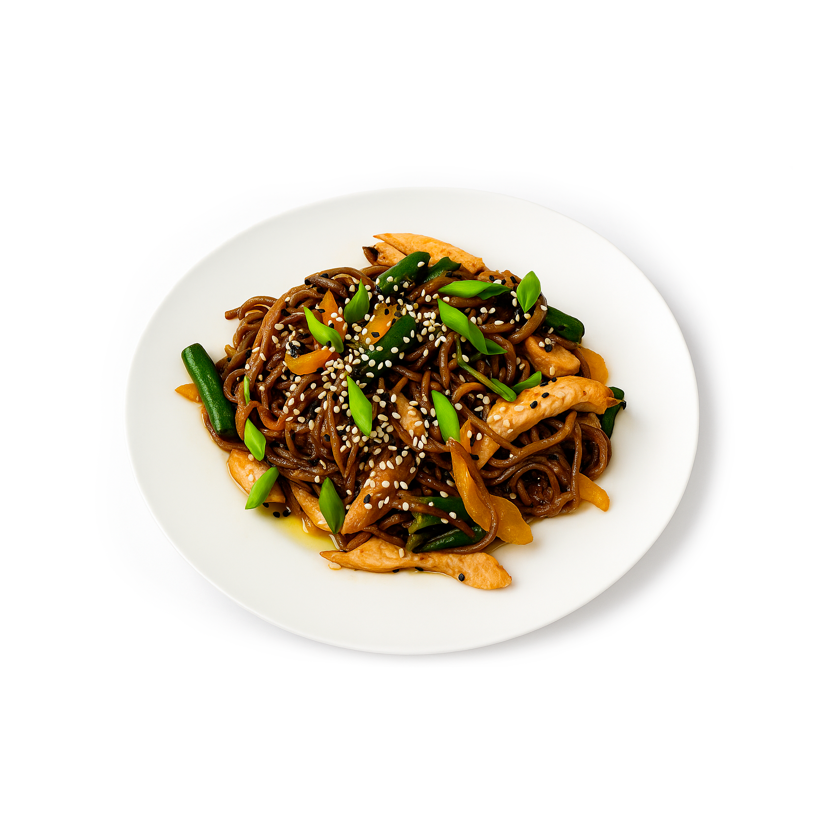 Соба с курицей под соусом терияки