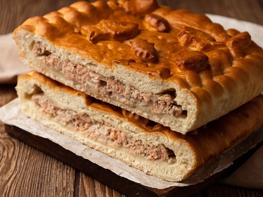 Пирог с горбушей на дрожжевом тесте 500гр