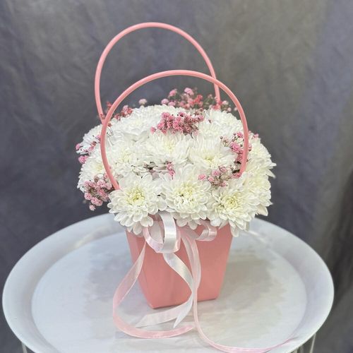 Букет из хризантем и гипсофилы (к2032)