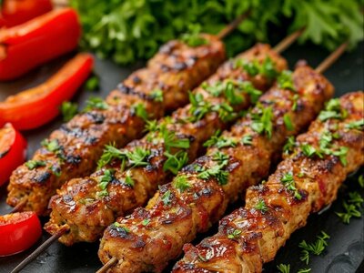 Куриные филе с грибами на гриле