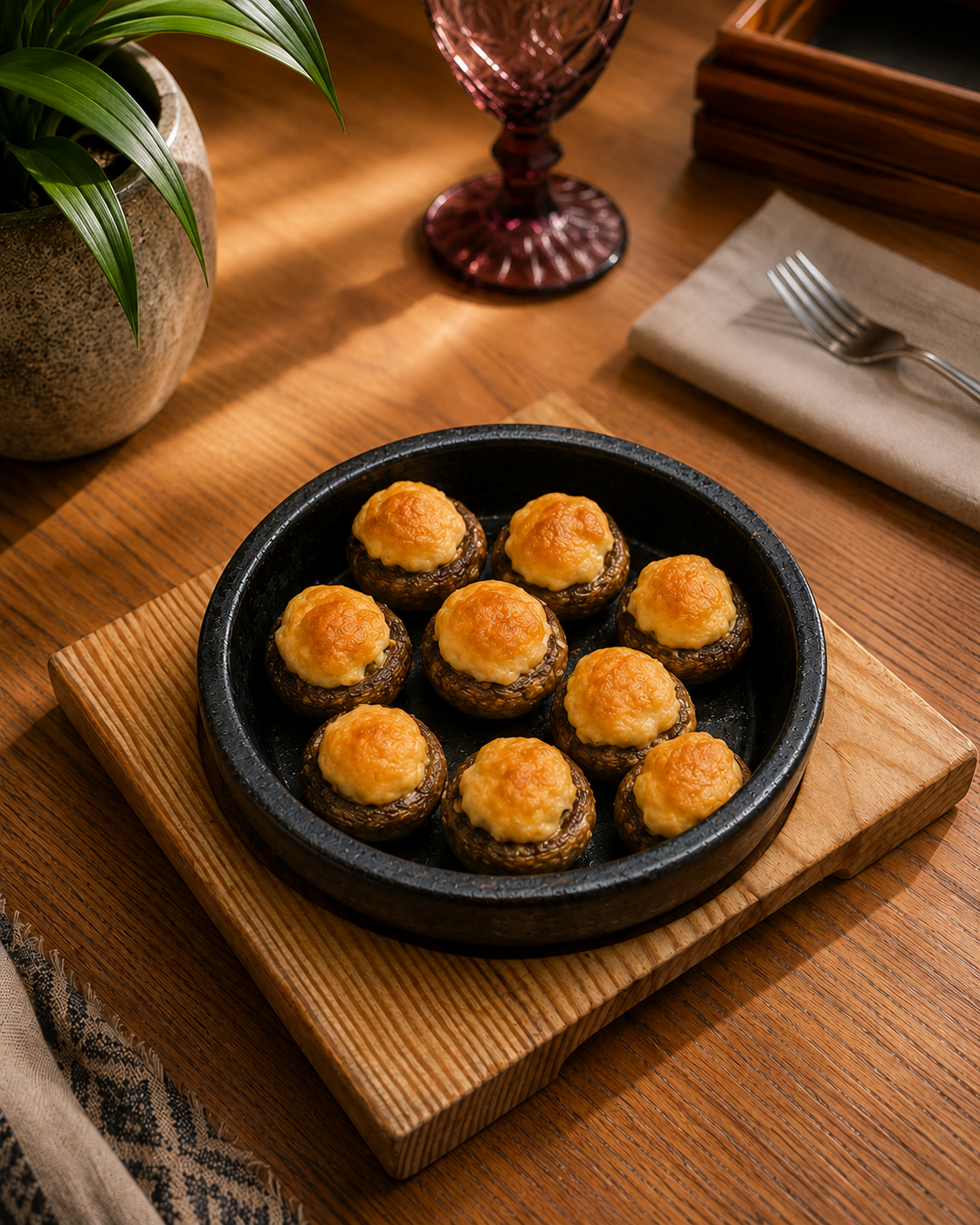 Шампиньоны, запечённые с сыром
