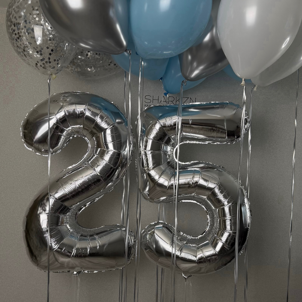 Любые 2 цифры и шары под потолок с дождиком