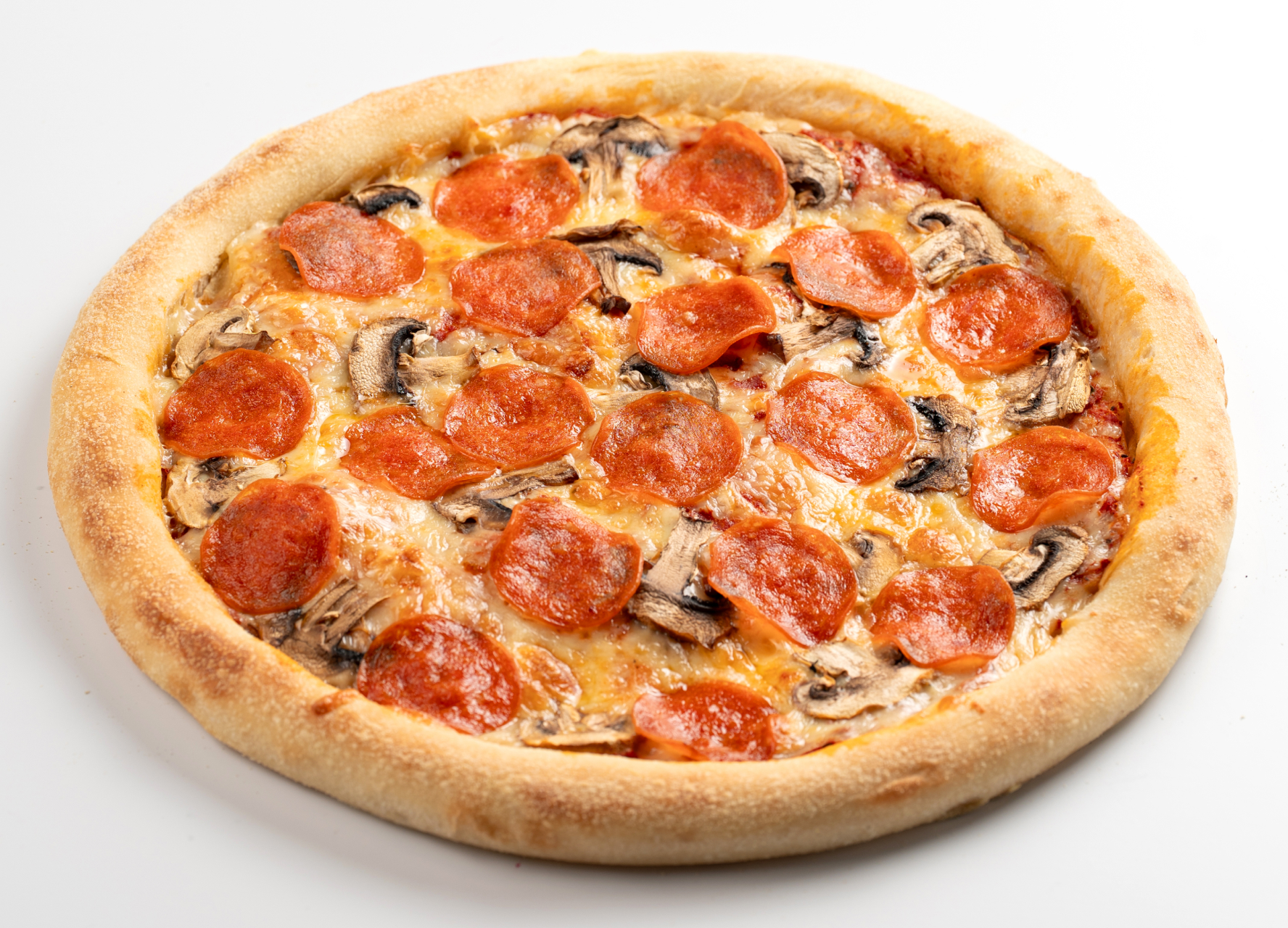 Пепперони и грибы 31 см тонкое тесто