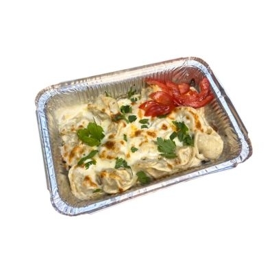 Пельмени запеченные в сливочном соусе