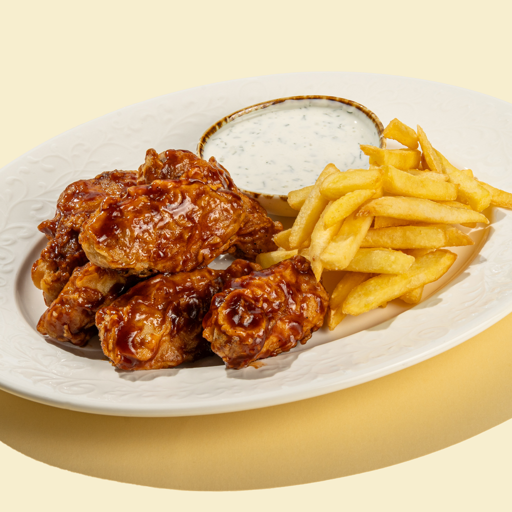 Крылья с картофелем фри