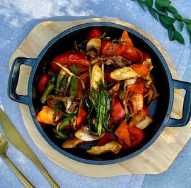 Мясо на сковородке С пармезаном 