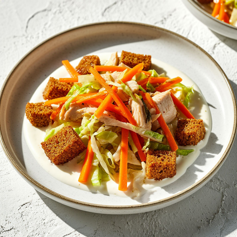 Салат с куриной грудкой горячего копчения и морковью по-корейски