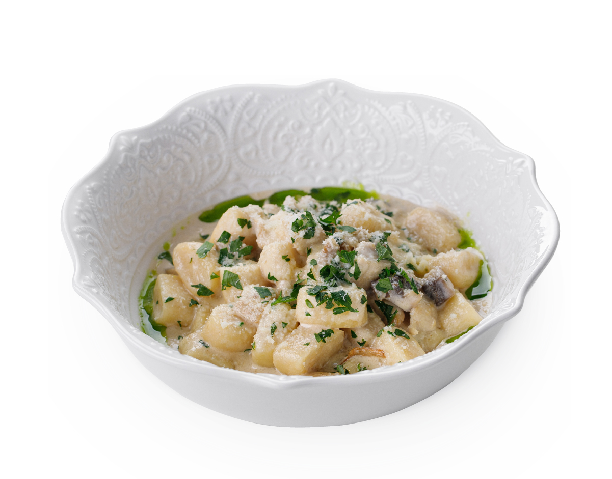 Ньокки с белыми грибами и куриным филе