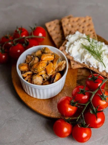 Мидии в чесночном соусе