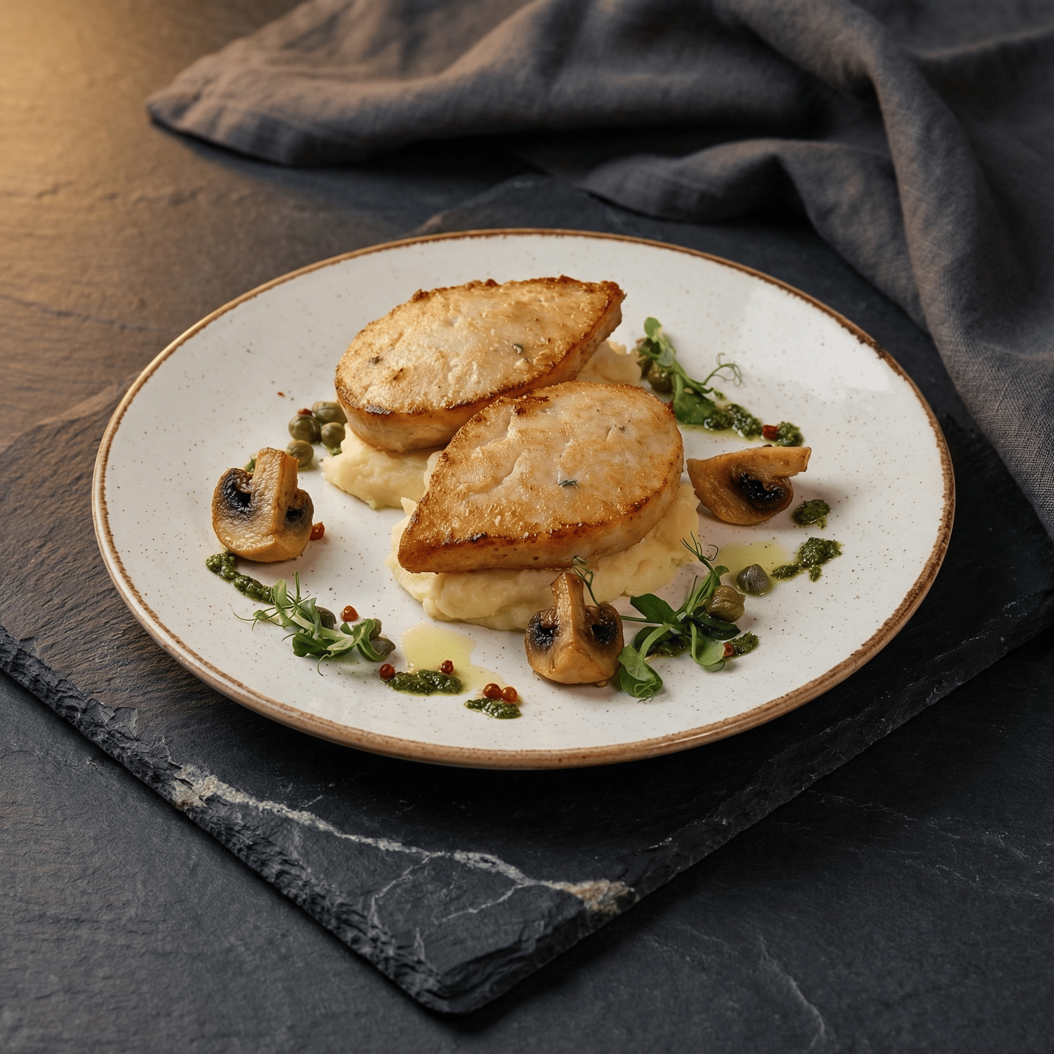 КОТЛЕТЫ ИЗ ДВУХ ВИДОВ РЫБ С КАРТОФЕЛЬНЫМ ПЮРЕ