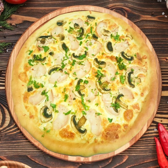 Пицца 25 см с курочкой и грибами