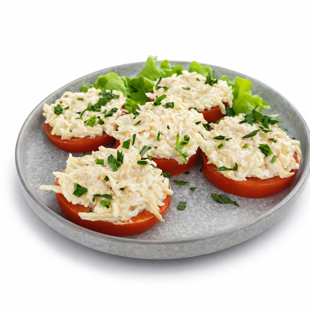 Помидоры с сыром и чесноком